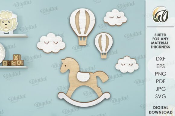 3D Kids Nursery Wall Decor Laser Cut Guide