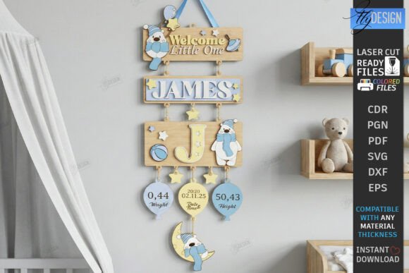 3D Layered Sign for Newborn Laser Cut