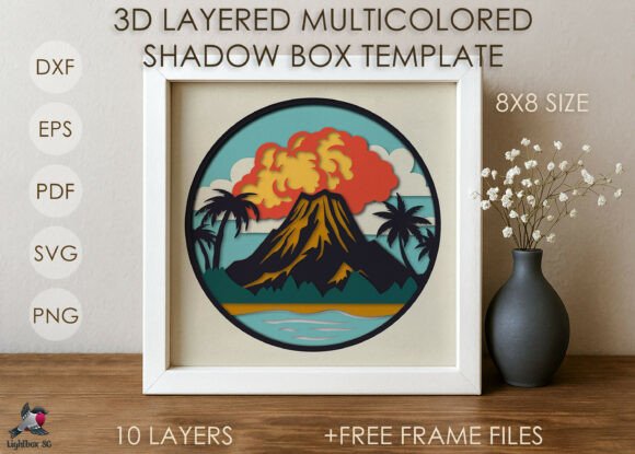 3D Volcano Mountain Shadow Box SVG Template: A Creative Way to Elevate Your Home Decor