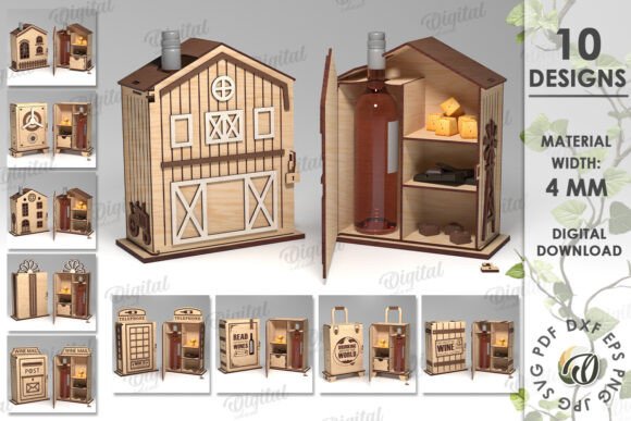 3D Wine and Treats Box Laser Cut Bundle: A Digital Design Solution