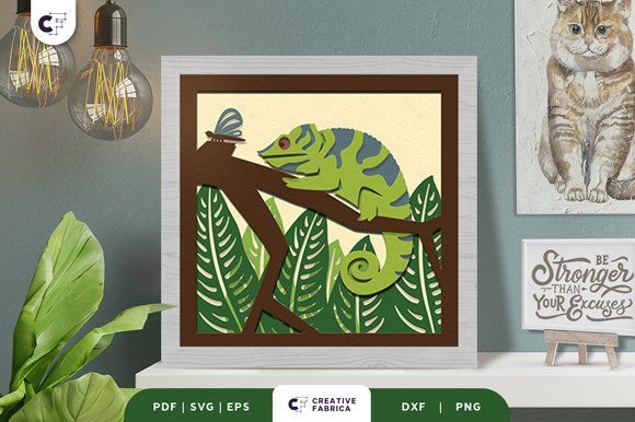 Bring the Rainforest to Life with a Tropical Chameleon 3D Shadow Box SVG