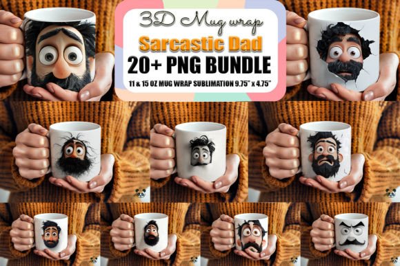 Celebrate Father's Day with the Dad Face 3D Fathers Day Mug Wrap Bundle