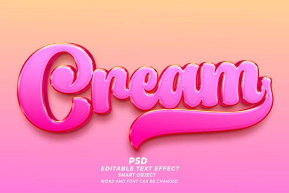 Cream PSD 3D Editable Text Effect Guide