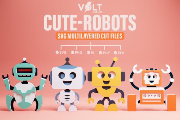 Cute Robot 3D SVG Multilayered Bundle