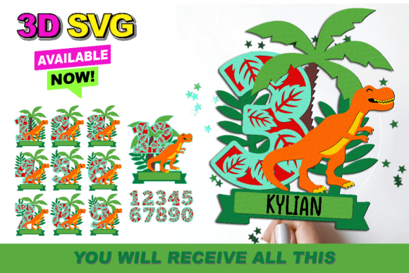 Dinosaur Numbers Topper 3D SVG: Creative Guide