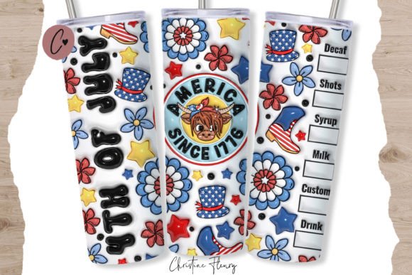 Elevating Seasonal Merchandise with the 3D Inflated 4th of July Tumbler Wrap PNG