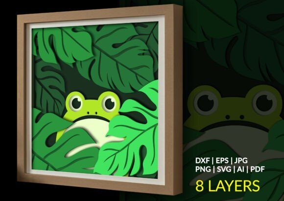 Frog in Jungle Monstera 3D Shadow Box: A Whimsical Way to Bring the Rainforest Home