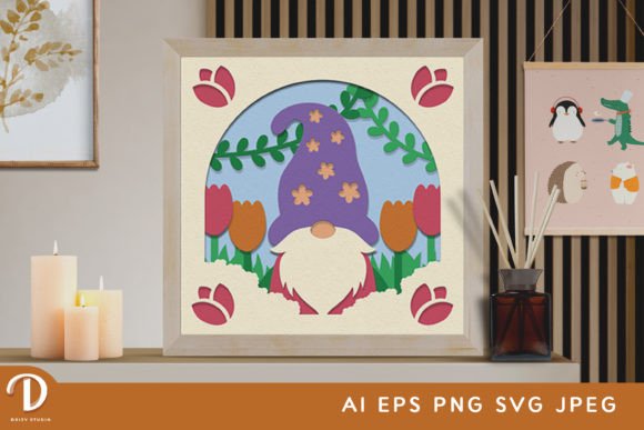 Garden Gnome 3D SVG – Spring Shadow Box: A Unique Crafting Opportunity