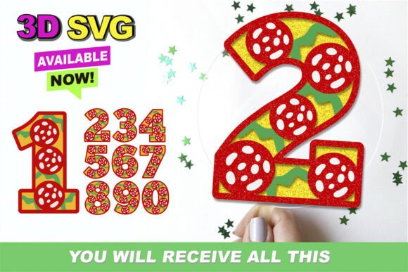 Pepperoni Numbers 3D SVG: Creative Freedom at Your Fingertips