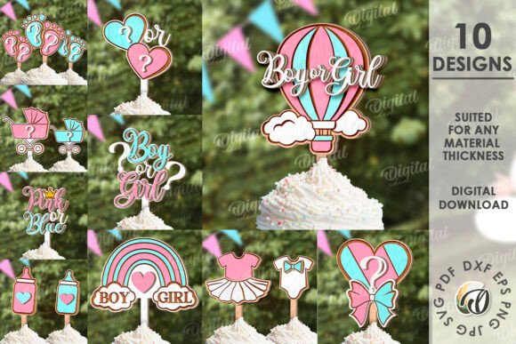 Unlocking Creative Potential with the 3D Gender Reveal Cake Toppers Bundle Digital Collection