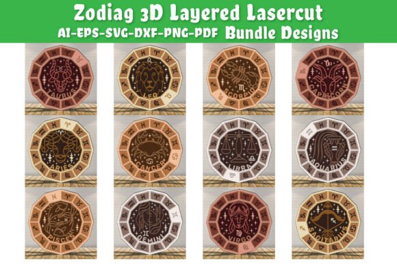 Zodiac 3D Layered Lasercut File BUNDLES